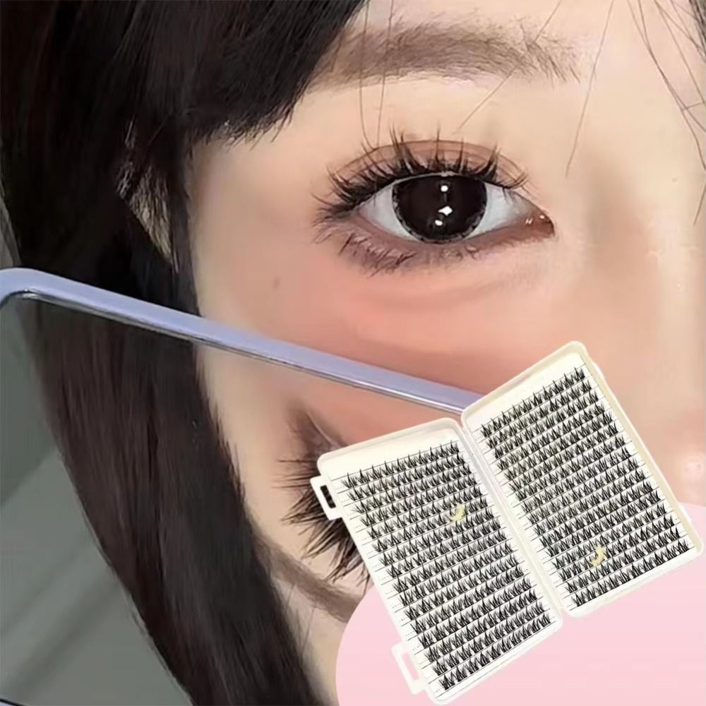 Eyelash Extension Wispy Look - ขนตาปลอมลุคธรรมชาติ ดีไซน์แบบคลัสเตอร์พร้อมกาวและซีล ขนตาปลอม 3D สไตล์วิสปี้ ชุดต่อขนตา