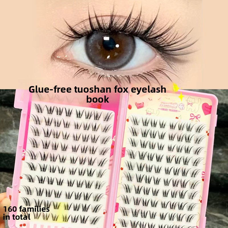 Eyelash Extension Fox Eye - ขนตาปลอมแบบติดกาวในตัว ความจุมาก ขนฟูสไตล์ตาจิ้งจอก ดูเป็นธรรมชาติ ใช้ซ้ำได้ แบบปีกนางฟ้าสไตล์จีน