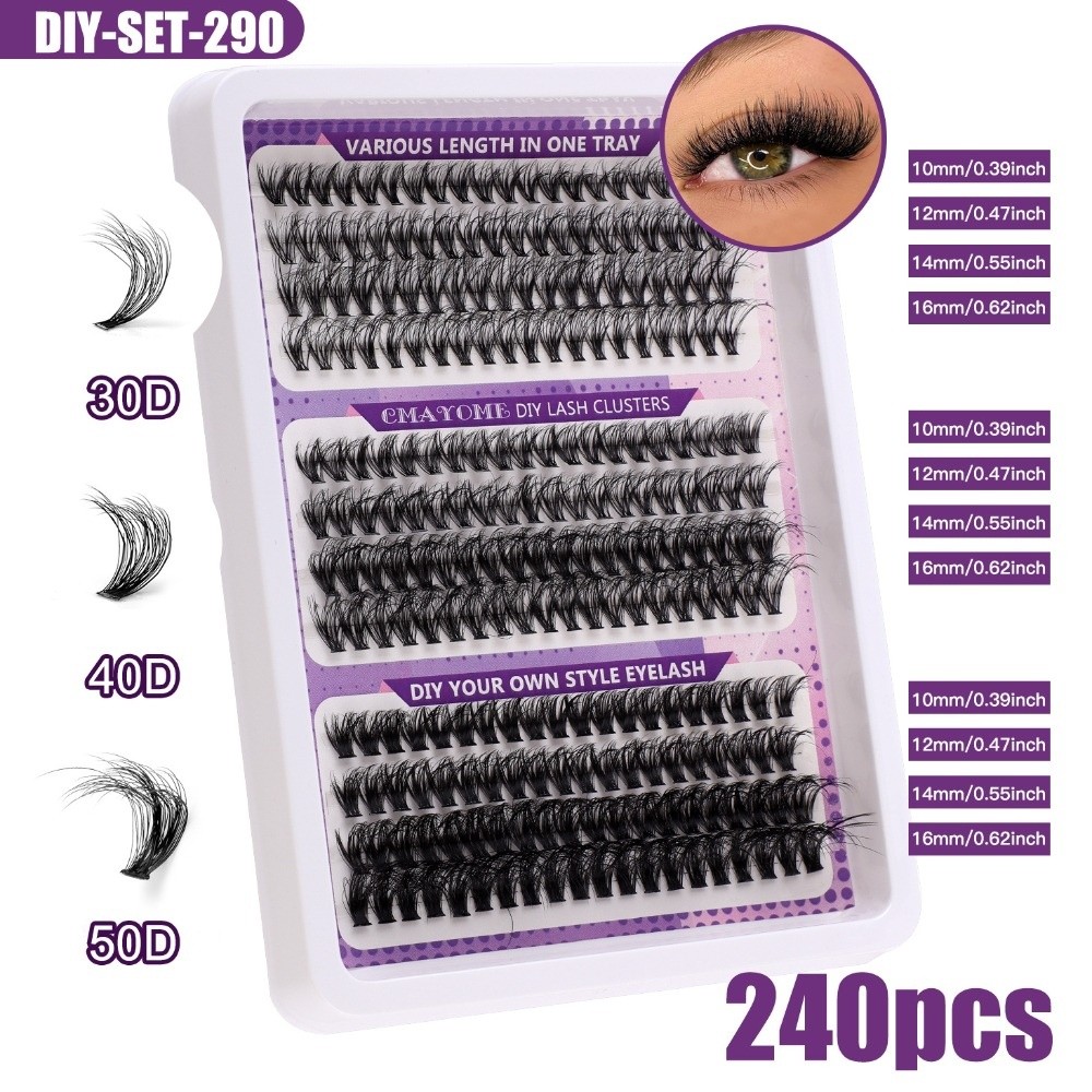 Eyelash Extension Wispy Look - ขนตาปลอมแบบธรรมชาติ สไตล์ Wispy ชุดต่อขนตา DIY แบบติดกาวและซีล