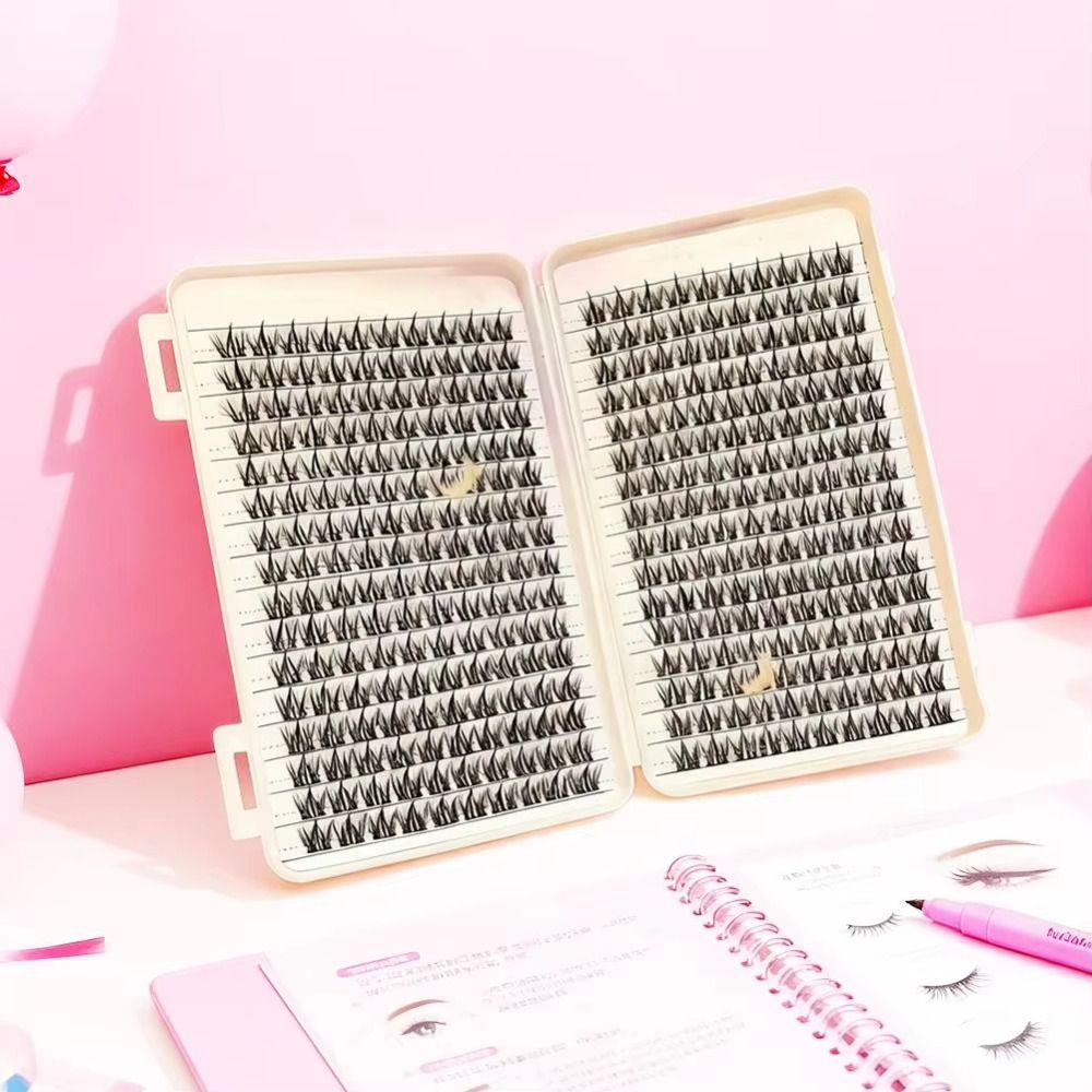 Eyelash Extension Wispy Look - ขนตาปลอมแบบธรรมชาติ ดีไซน์เป็นช่อแบบ Wispy ชุดต่อขนตา DIY พร้อมกาวและน้ำยาเคลือบ