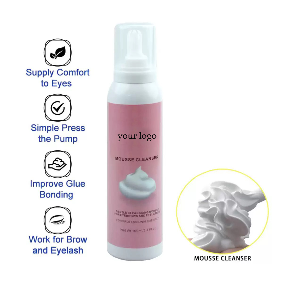 โรงงานขายส่ง Custom100ml วิปปิ - Eyelash Extension Logo บทวิจารณ์และราคา